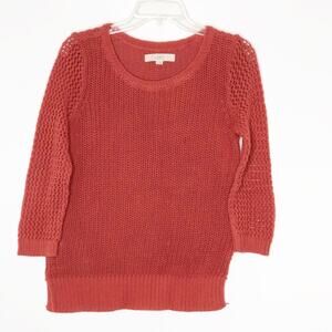 Loft Rust Color 100% Cotton 3/4 Length Sleeve Sweater Medium
